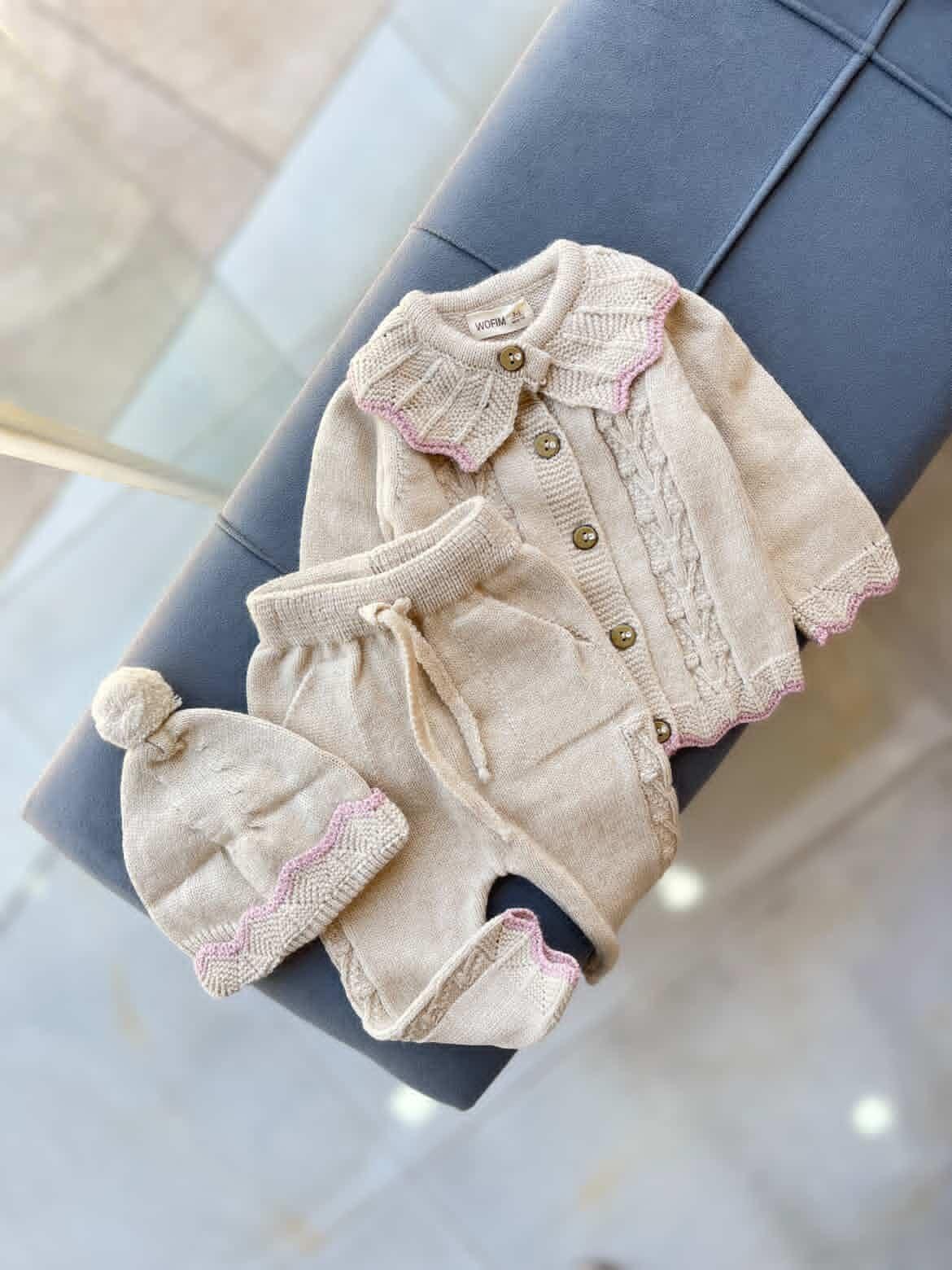 ست بافت سه تیکه دخترونه کد ۳۲۲